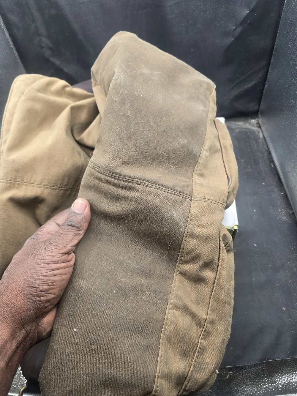 Fossil Brown Canvas Duffel Bag with Leather Accents